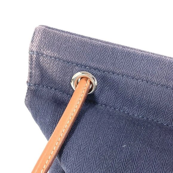 HERMES logo Aline MM Shoulder Bag ToileChevron / Leather Blue indigo Navy/Red - Picture 9 of 16